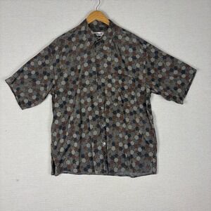 Vtg 90s Tuttle Golf Button Up Mens XL Rayon Blend Polka Dot Short Sleeve Italy